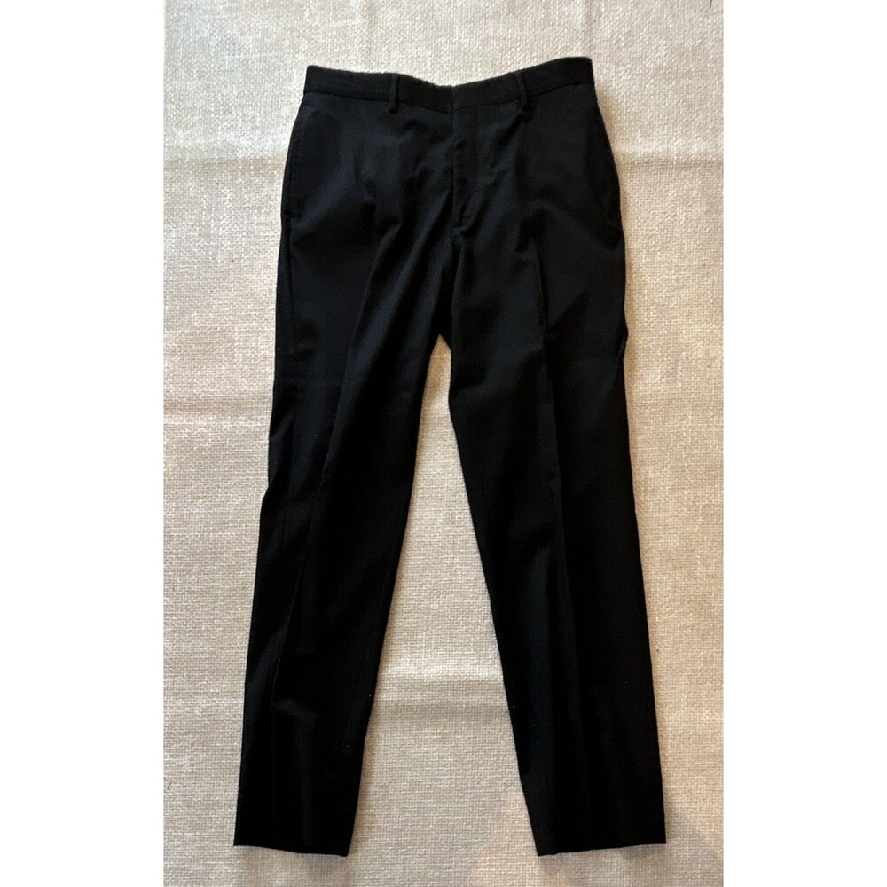 Express Design Studio Producer Men Black 100% Wool Dress Pants Slacks 32x34